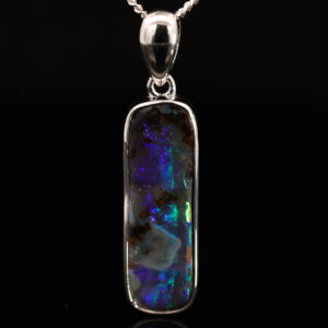Sterling Silver Blue Green Purple Boulder Opal Pendant