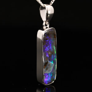 Sterling Silver Blue Green Purple Boulder Opal Pendant