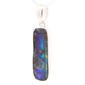Sterling Silver Blue Green Purple Boulder Opal Pendant