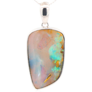 Sterling Silver Blue Green Purple Boulder Opal Pendant