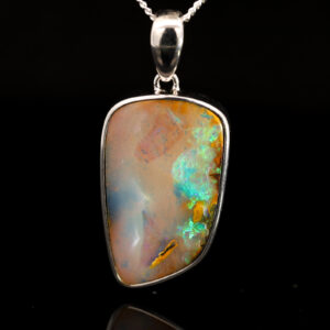 Sterling Silver Blue Green Purple Boulder Opal Pendant