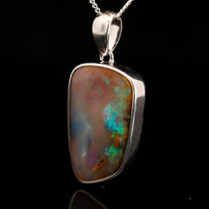 Sterling Silver Blue Green Purple Boulder Opal Pendant