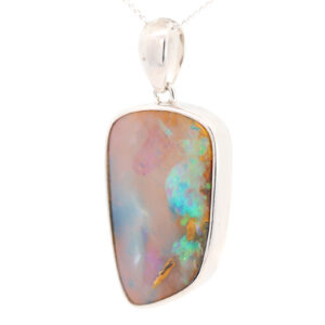 Sterling Silver Blue Green Purple Boulder Opal Pendant