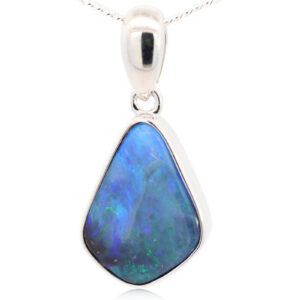 Sterling Silver Blue Green Purple Boulder Opal Pendant
