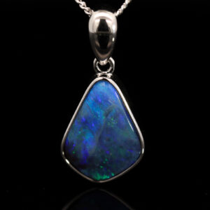 Sterling Silver Blue Green Purple Boulder Opal Pendant