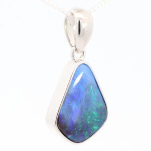 Sterling Silver Blue Green Purple Boulder Opal Pendant