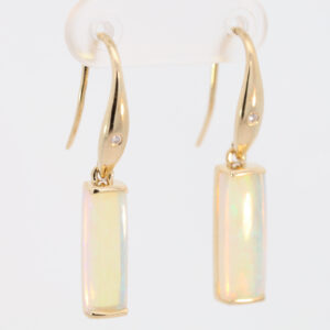 Yellow Gold Blue Green Crystal Opal and Diamond Earrings