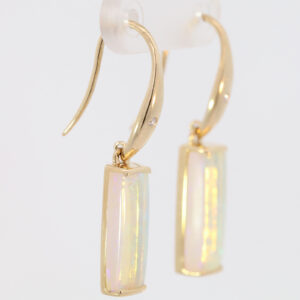 Yellow Gold Blue Green Crystal Opal and Diamond Earrings