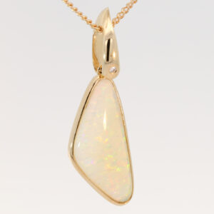 Yellow Gold Blue Green Yellow Orange Crystal Opal and Diamond Pendant