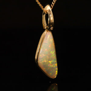 Yellow Gold Blue Green Yellow Orange Crystal Opal and Diamond Pendant