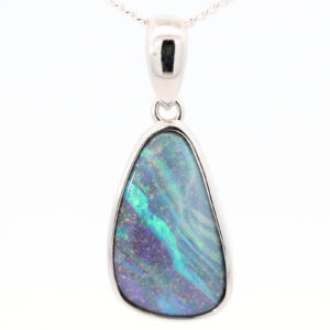 Sterling Silver Blue Green Purple Boulder Opal Pendant