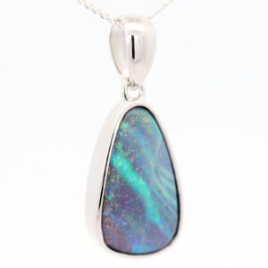 Sterling Silver Blue Green Purple Boulder Opal Pendant