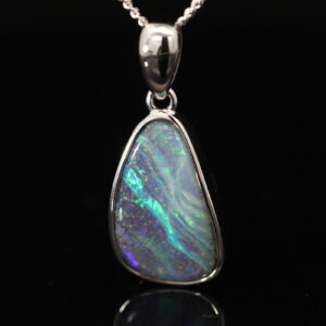 Sterling Silver Blue Green Purple Boulder Opal Pendant