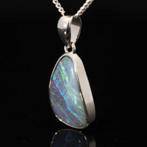 Sterling Silver Blue Green Purple Boulder Opal Pendant