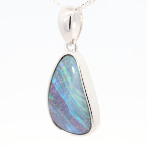 Sterling Silver Blue Green Purple Boulder Opal Pendant