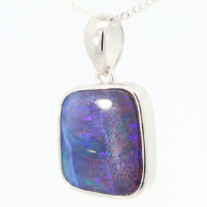 Sterling Silver Blue Purple Green Boulder Opal Pendant