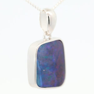 Sterling Silver Blue Purple Green Boulder Opal Pendant