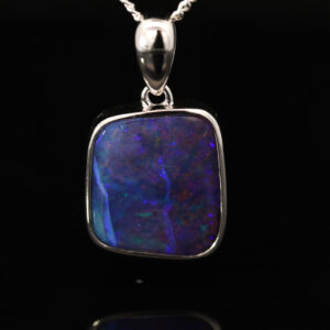Sterling Silver Blue Purple Green Boulder Opal Pendant