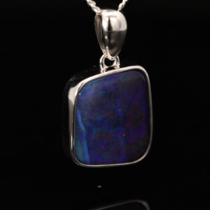 Sterling Silver Blue Purple Green Boulder Opal Pendant