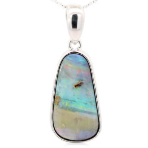 Sterling Silver Blue Green Yellow Pink Boulder Opal Pendant