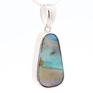 Sterling Silver Blue Green Yellow Pink Boulder Opal Pendant