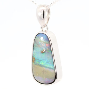 Sterling Silver Blue Green Yellow Pink Boulder Opal Pendant