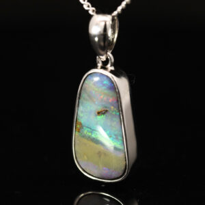 Sterling Silver Blue Green Yellow Pink Boulder Opal Pendant