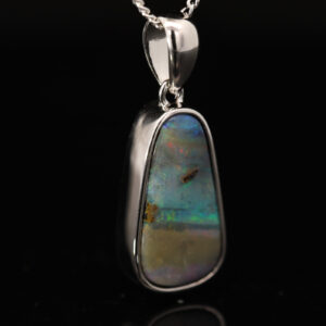 Sterling Silver Blue Green Yellow Pink Boulder Opal Pendant