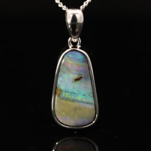 Sterling Silver Blue Green Yellow Pink Boulder Opal Pendant