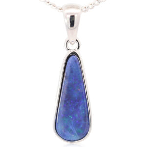 Sterling Silver Blue Green Purple Boulder Opal Pendant