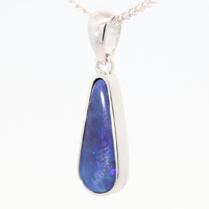 Sterling Silver Blue Green Purple Boulder Opal Pendant