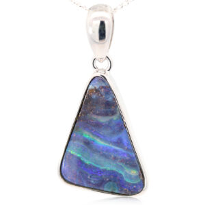 Sterling Silver Blue Green Purple Boulder Opal Pendant