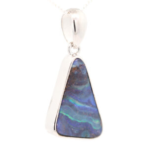 Sterling Silver Blue Green Purple Boulder Opal Pendant