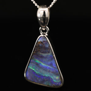 Sterling Silver Blue Green Purple Boulder Opal Pendant