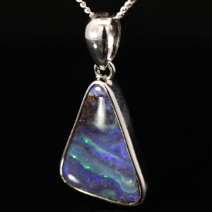Sterling Silver Blue Green Purple Boulder Opal Pendant
