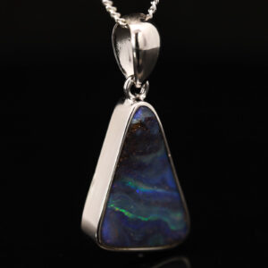 Sterling Silver Blue Green Purple Boulder Opal Pendant
