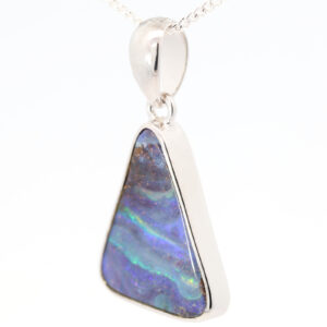 Sterling Silver Blue Green Purple Boulder Opal Pendant