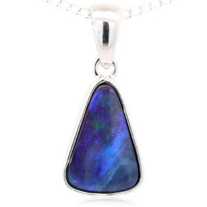 Sterling Silver Blue Green Purple Red Boulder Opal Pendant