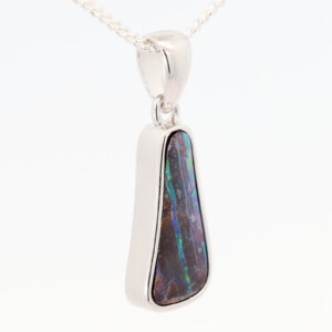 Sterling Silver Blue Green Purple Boulder Opal Pendant