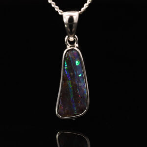 Sterling Silver Blue Green Purple Boulder Opal Pendant