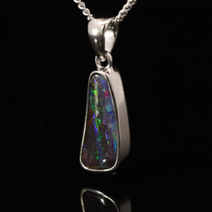 Sterling Silver Blue Green Purple Boulder Opal Pendant