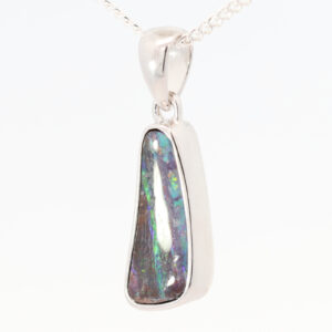 Sterling Silver Blue Green Purple Boulder Opal Pendant