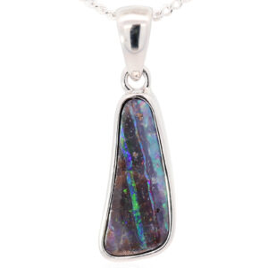 Sterling Silver Blue Green Purple Boulder Opal Pendant