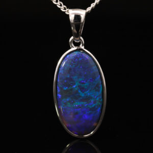Sterling Silver Blue Green Purple Black Opal Pendant