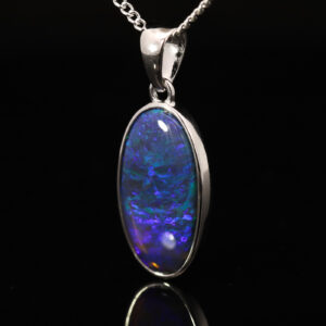 Sterling Silver Blue Green Purple Black Opal Pendant