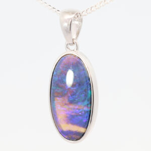 Sterling Silver Blue Green Purple Black Opal Pendant