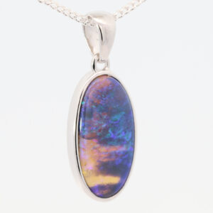 Sterling Silver Blue Green Purple Black Opal Pendant