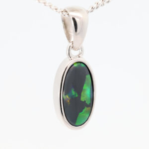 Sterling Silver Blue Green Yellow Black Opal Pendant