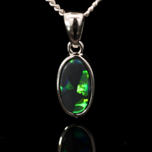 Sterling Silver Blue Green Yellow Black Opal Pendant