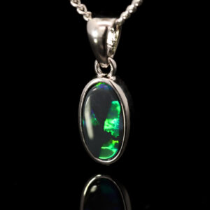 Sterling Silver Blue Green Yellow Black Opal Pendant